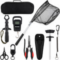 10 Pcs Fishing Tool Kit,Folding Fishing Net Set with Storang Bag,Pliers with Lanyard and Protective Sheaths,Hook Remover,Fish Gripper,Fish S