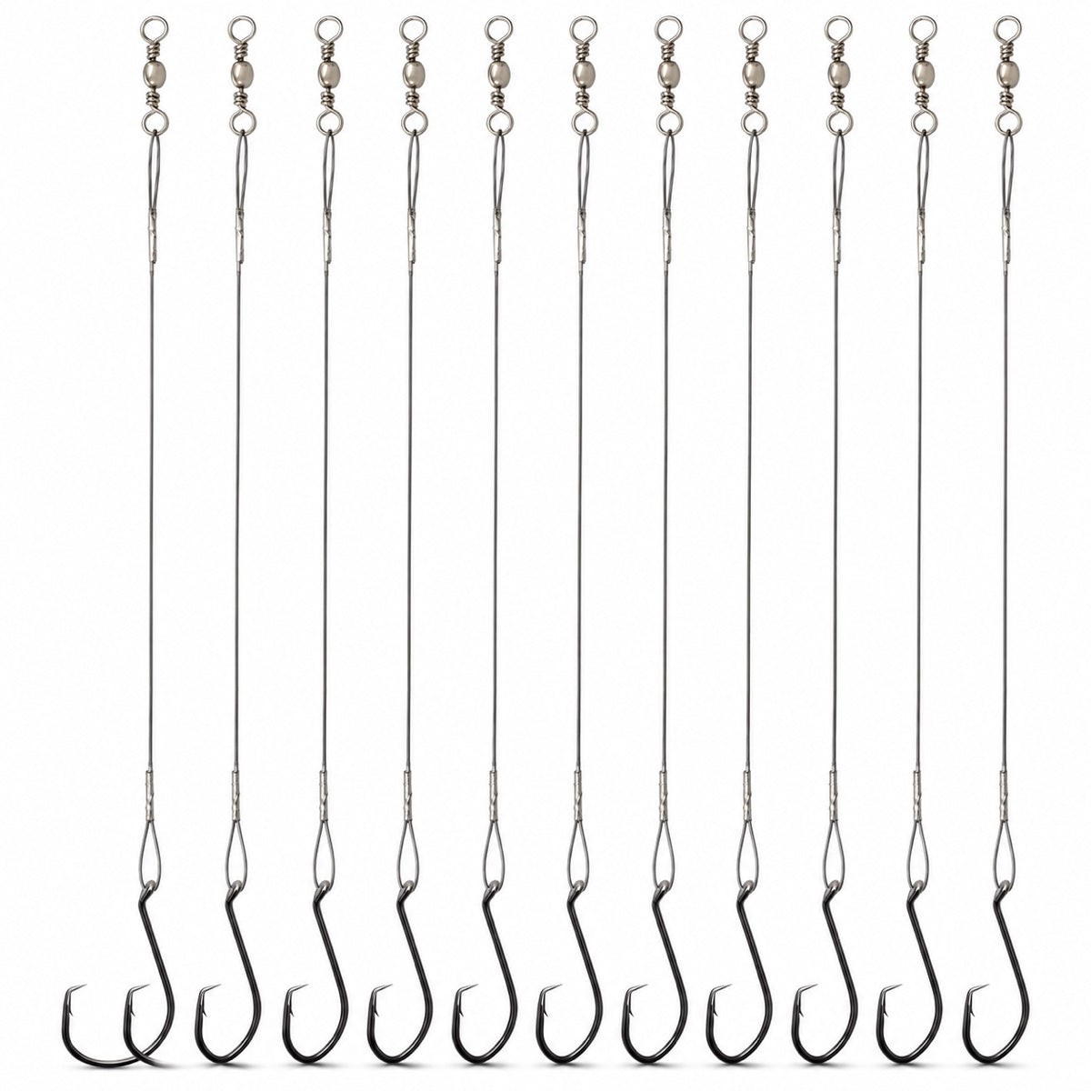 Circle Hooks Rigs Saltwater Steel Leader Wire, 25pcs Heavy Duty Circle Hook with Leader Wire Bass Catfish Fishing Lure Rig
