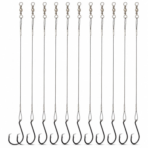 Circle Hooks Rigs Saltwater Steel Leader Wire, 25pcs Heavy Duty Circle Hook with Leader Wire Bass Catfish Fishing Lure Rig